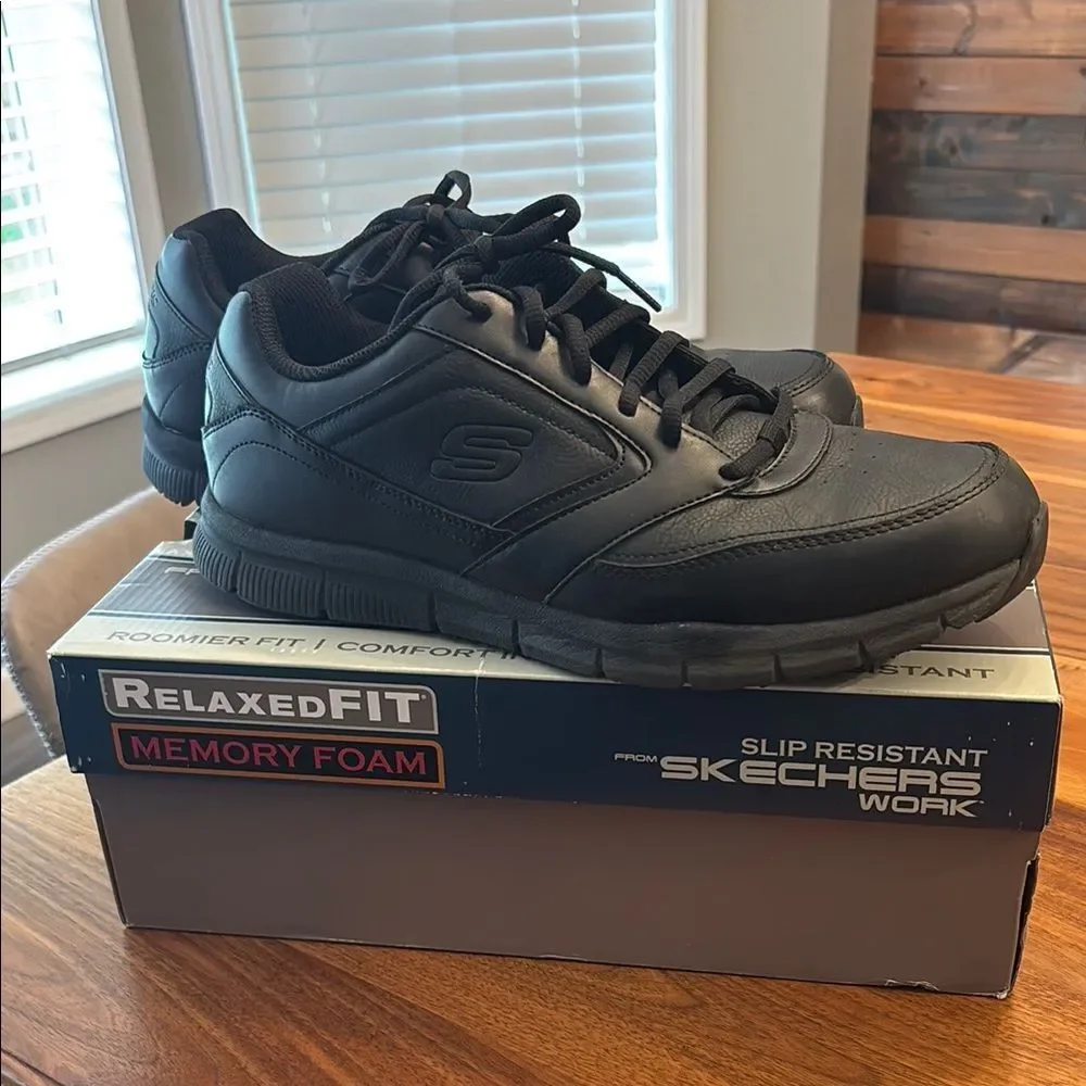 Skechers Work Men's Black Nampa Memory Foam Relaxed Fit Service Shoe Size 12